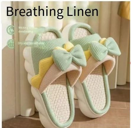 Women's Breathable Linen Slippers with Soft Anti-Skid Soles