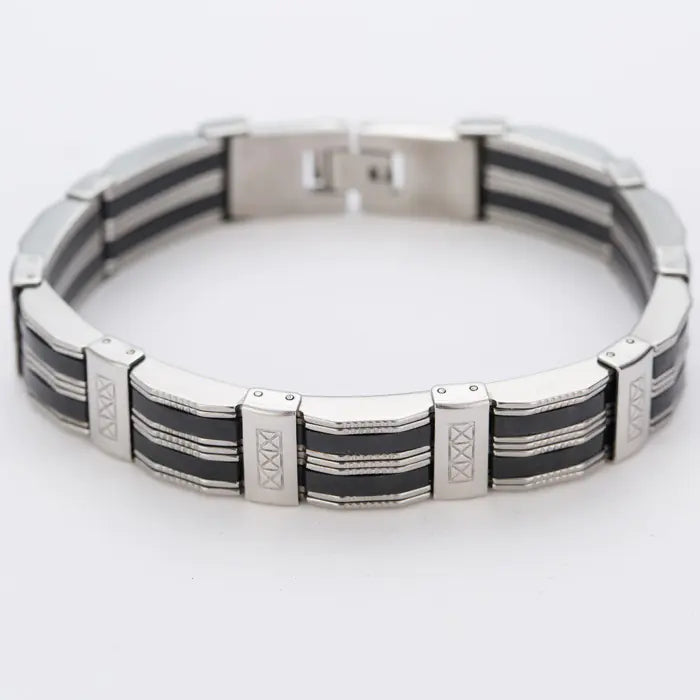 Stylish Men's Silicone and Titanium Steel Bracelet