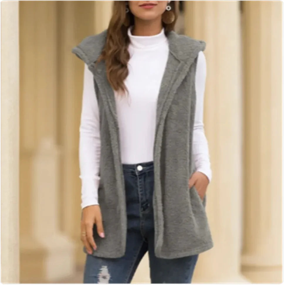 Stylish Pocket Blouse Vest Jacket