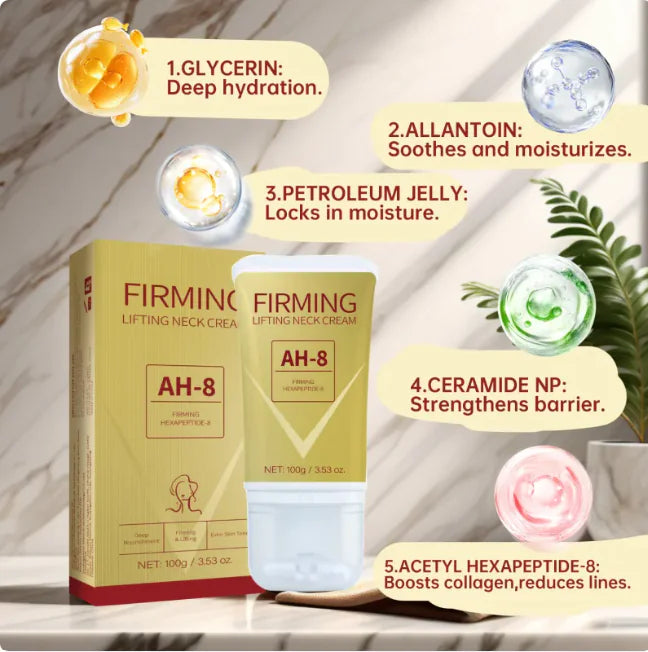 Neck Firming Roller Cream for Lifting & Smoothing Neck Lines, Deep Nourishment, Massage Applicator, 100g