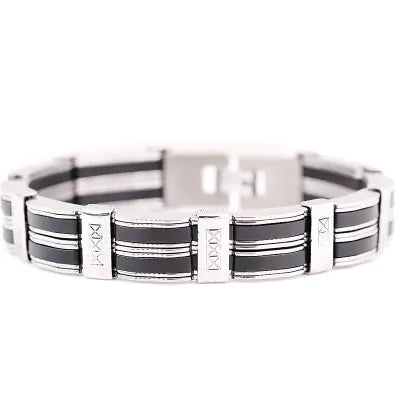 Stylish Men's Silicone and Titanium Steel Bracelet